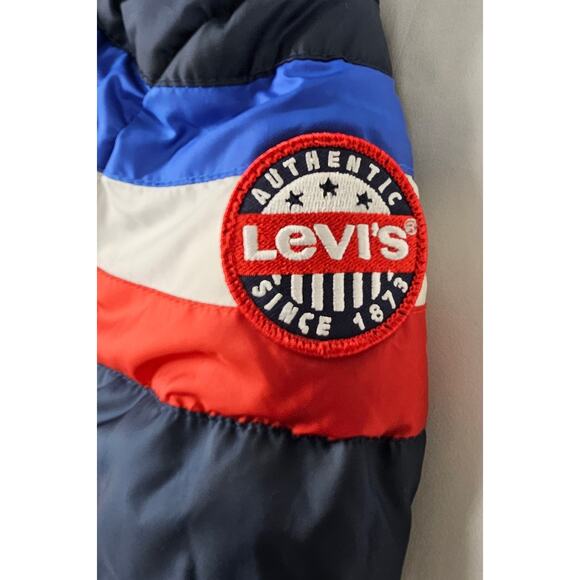 LEVI STRAUSS & CO Boys 4T Blue with Red/White/Blue Striped Puffer Jacket Levi's - Picture 4 of 13